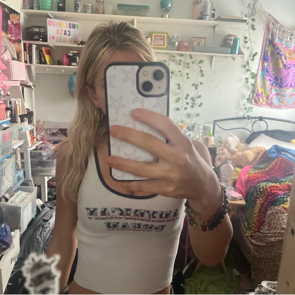 Brandy Melville John galt pacsun White Star Graphic Tank Top